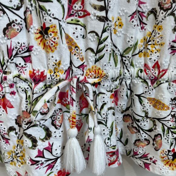 J.Jill Eyelet Peplum Tank Top White Sleeveless Tie Waist Size Small - Picture 3 of 7